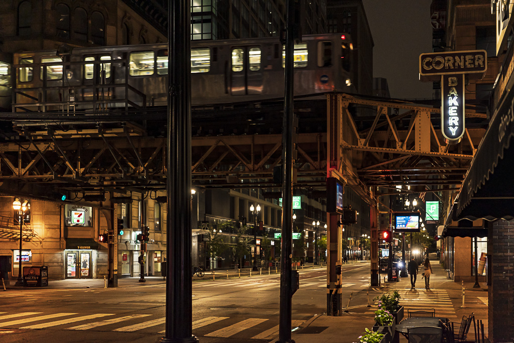 Downtown Chicago at night