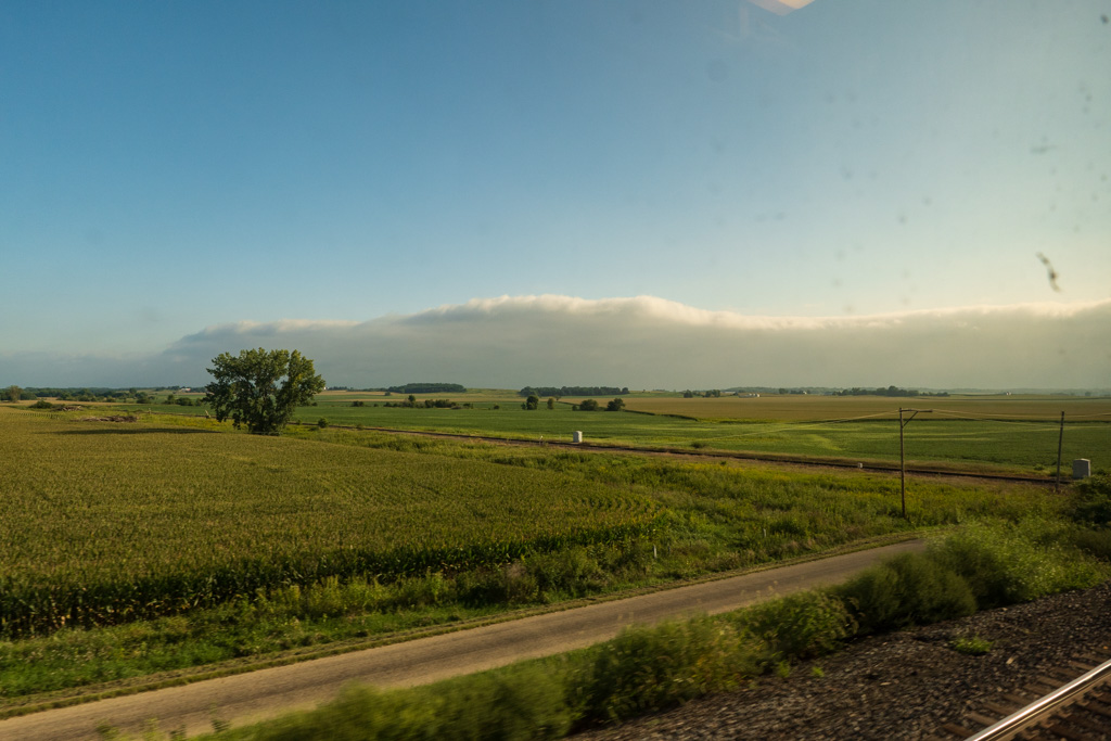 View out of the window of an Amtrak Superliner