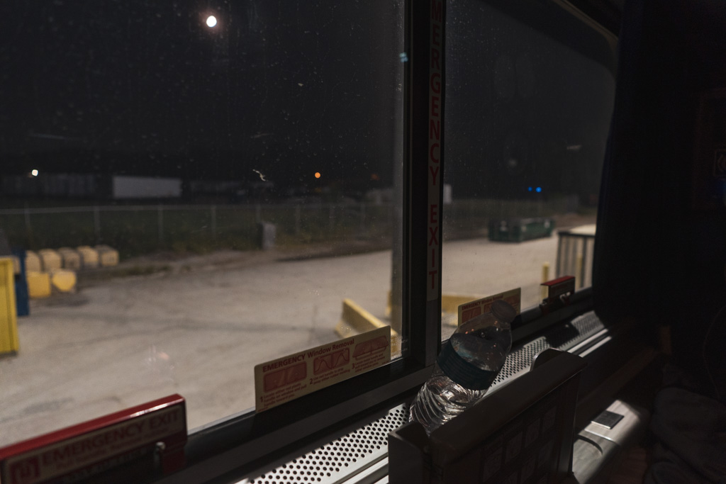 An Amtrak Superliner roomette at night