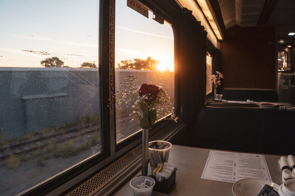 Breakfast on an Amtrak Superliner