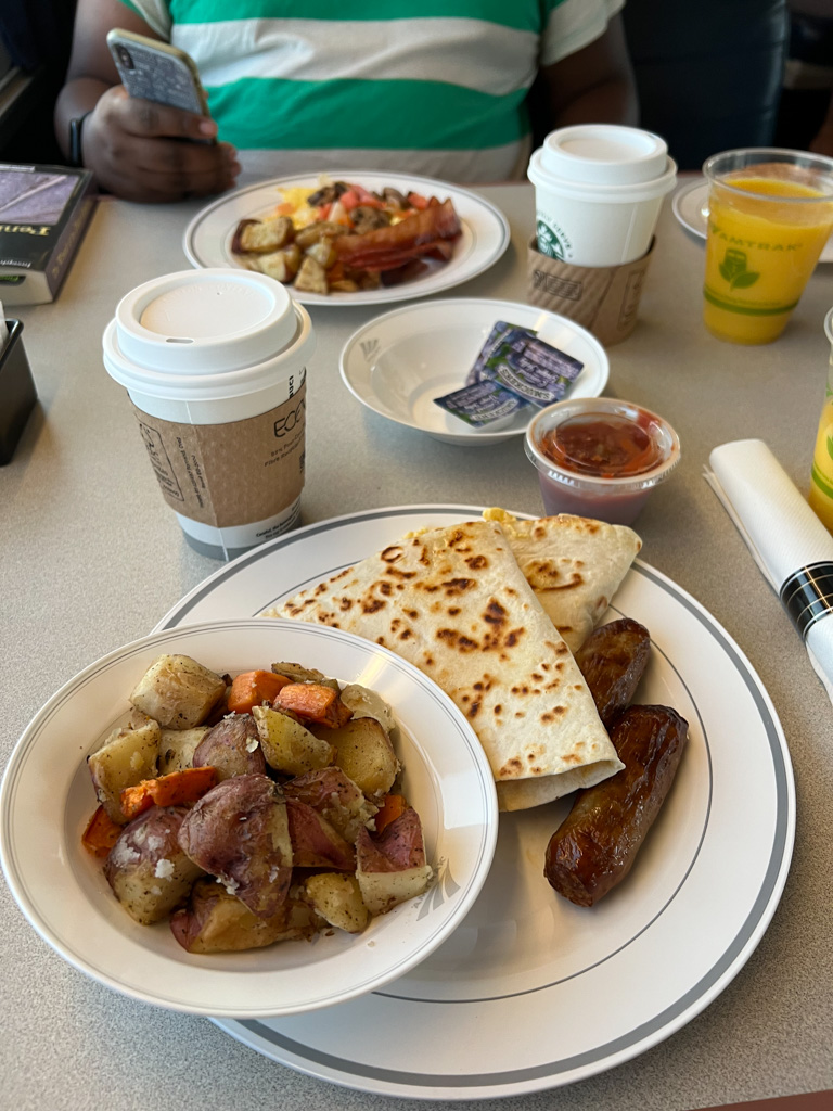 Breakfast on an Amtrak Superliner