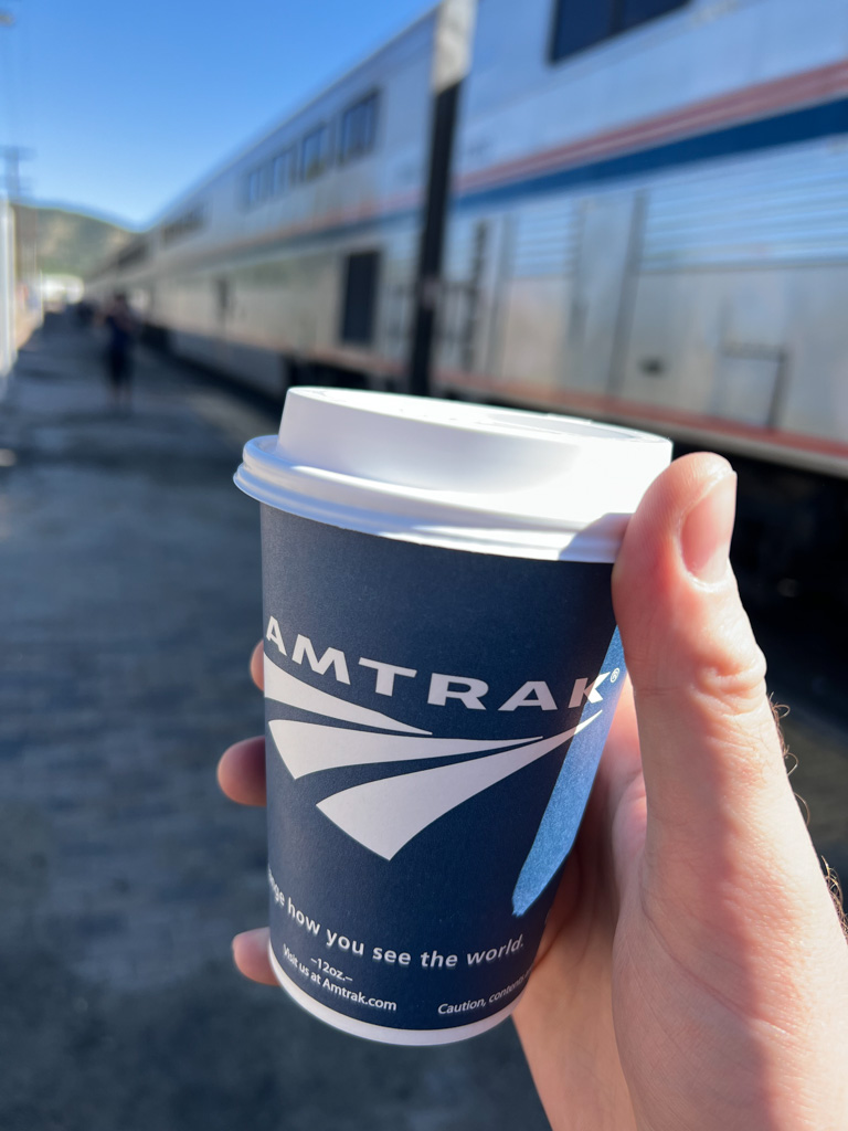 A coffee at an Amtrak station