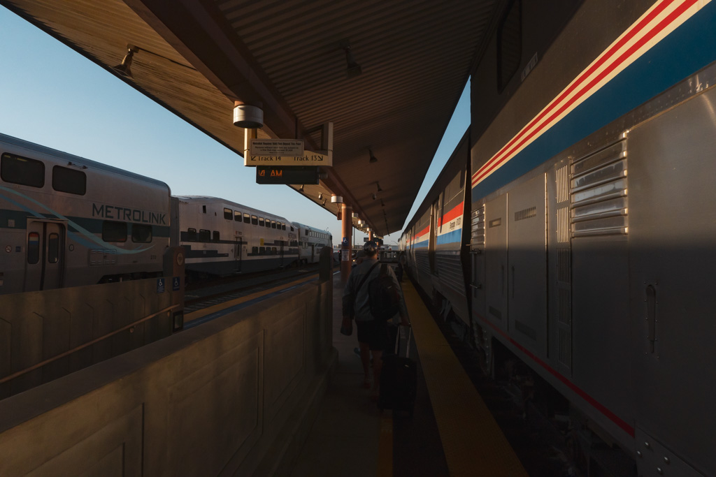 The Amtrak Southwest Chief arriving at Los Angeles Union Station